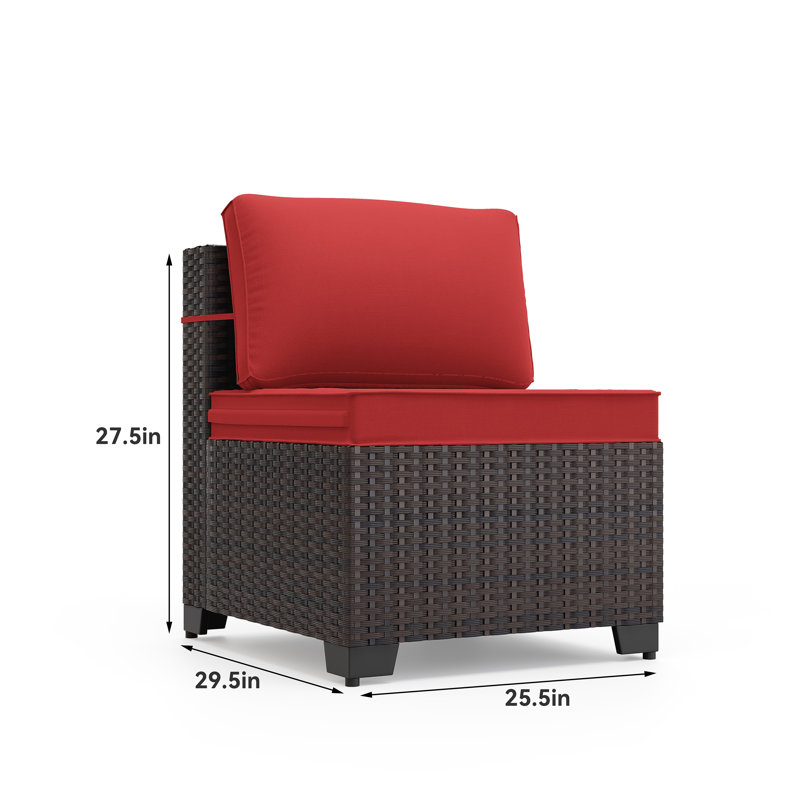 Kalinowski 3-Piece Outdoor Patio Furniture Set With Splash Proof Cushions Tempered Glass Coffee Table And Adjustable Feet Wicker Sofa With Seat Clips For Stability