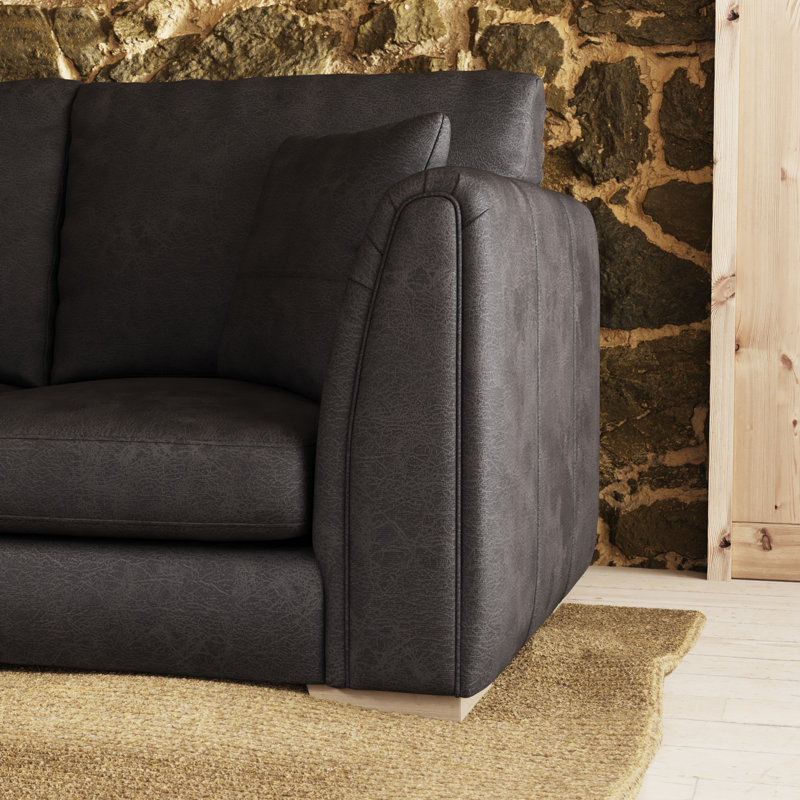 Bablu 3 Seater Faux Leather Sofa , 3, Charcoal