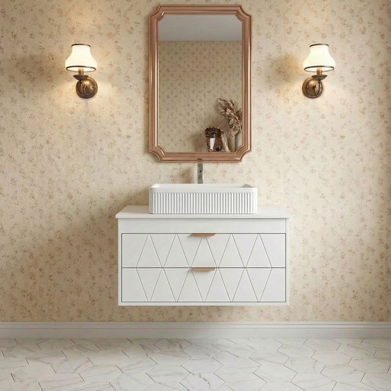 Meuble-lavabo mural 31,5 po avec lavabo en céramique