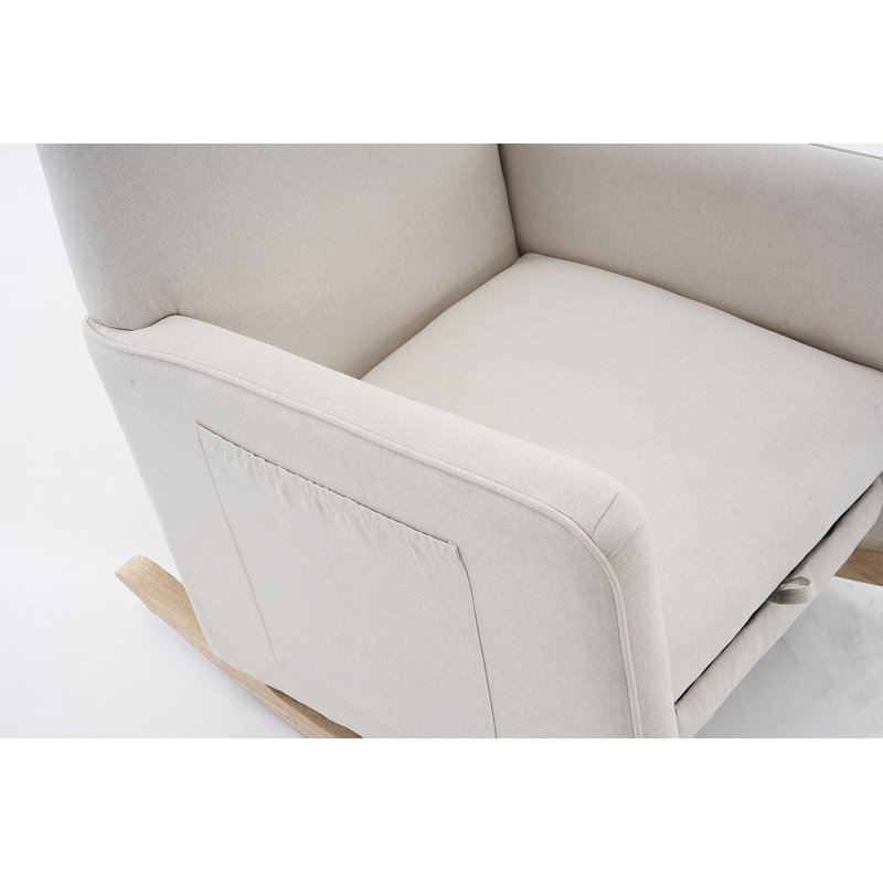 Chaise berçante en coton et lin avec repose-pieds réglable