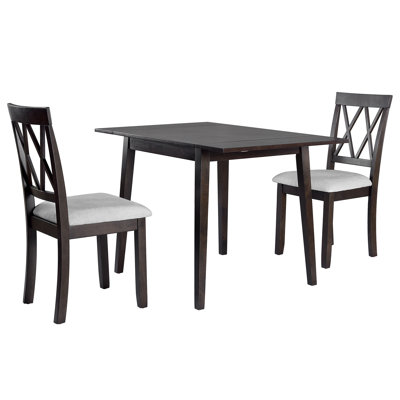 Ensemble de table de salle à manger pliable pour petit espace, ensemble de salle à manger extensible 5 pièces de style maison de campagne, ensemble de petite table de cuisine avec table à abattant et 4 chaises de salle à manger rembourrées