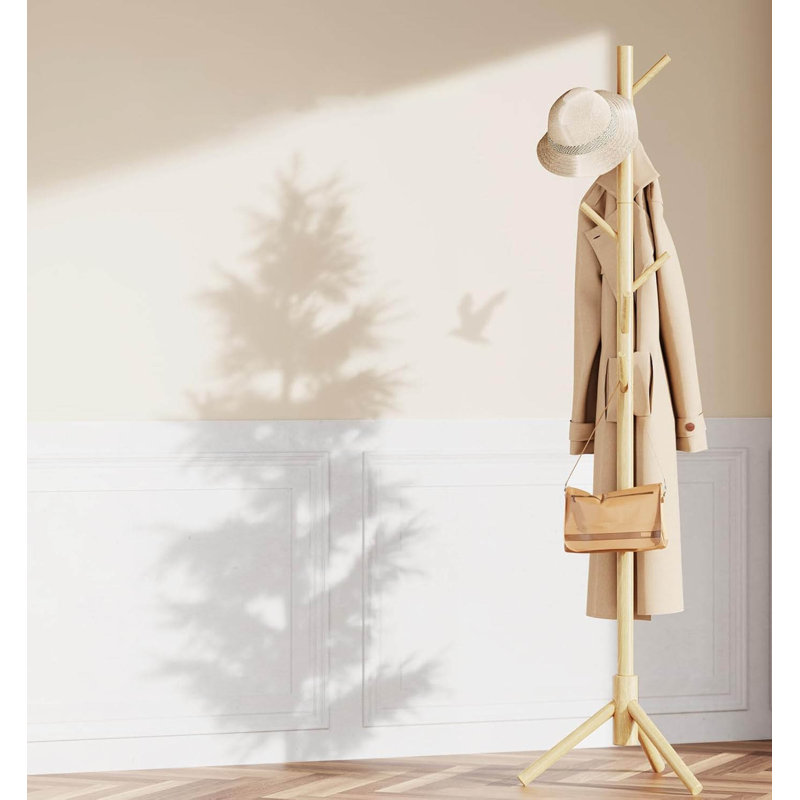 Koyali Freestanding 8 - Hook Coat Rack, Brown