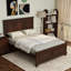Grand lit de style traditionnel avec tête et pied de lit, USB, lit en bois de pin avec cadre de lit renforcé, noyer-133663368