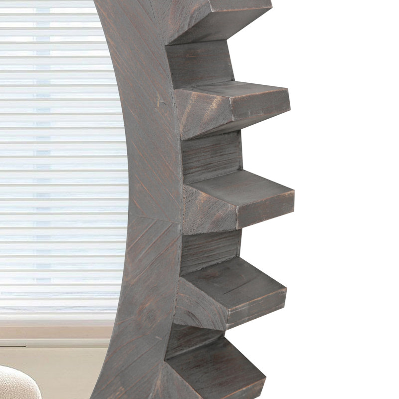 Miroir décoratif décoratif en bois de forme suspendue de 17 po x 17 po avec des miroirs de grande taille individuellement sur des murs d'art, vendus individuellement