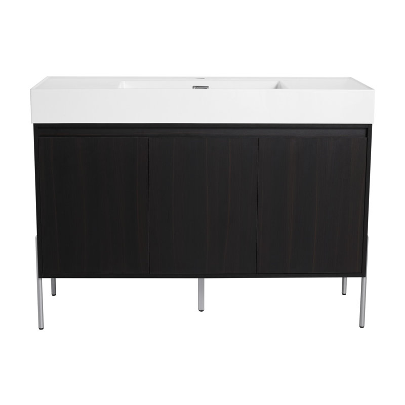 Meuble-lavabo autoportant avec lavabo, armoire de rangement avec portes à fermeture douce