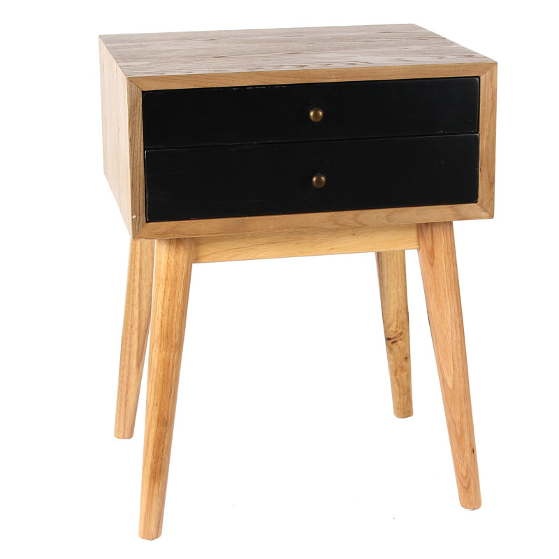 45.7cm W Solid Wood Bedside Table, Black