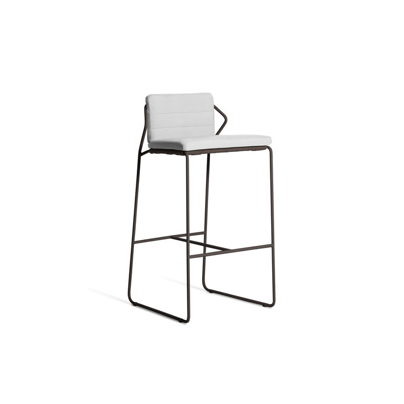 Tabouret de bar avec coussin Sandur, Corde anthracite / structure anthracite, Toile Sunbrella® naturel
