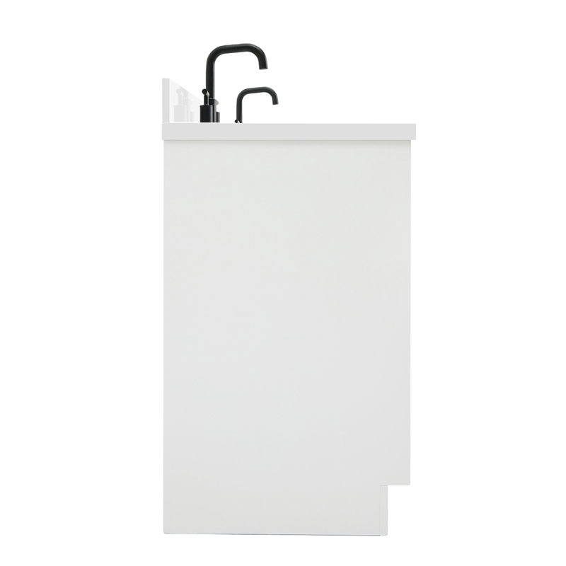 ARIEL Kelly 73 Double Sink Bathroom Vanity with Pure Quartz Top, White, Rectangular, Pure White Quartz