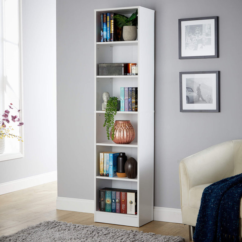 Sarahya Narrow Slim 6 Shelf Bookcase Storage Unit, White
