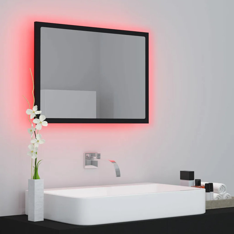 Aubarta LED Bathroom Mirror Acrylic, Black, 37cm H x 60cm W
