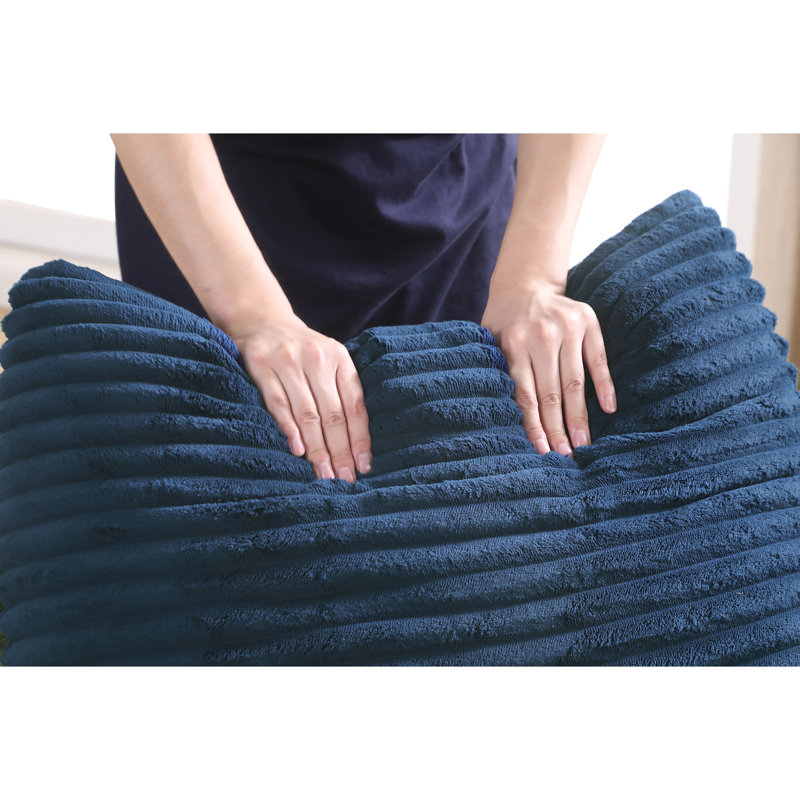 Confortable 1 velours côtelé bleu avec 2 coussins décoratifs et un canapé de siège profond pour le salon, tissu de luxe, structure à haute éponge et ressorts, soutien ergonomique réfléchi, coussin lombaire,