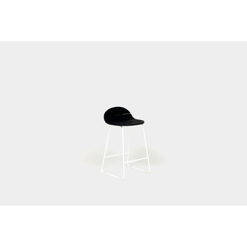 Ligeti Outdoor Bar Stool, White Powder Coat, Counter Stool (26" Seat Height)