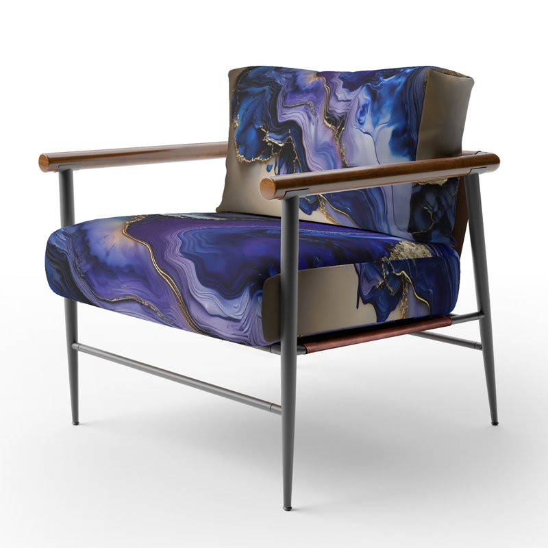 Crillon - Fauteuil d'appoint rembourré en marbre, Noir, noir, noir, noir