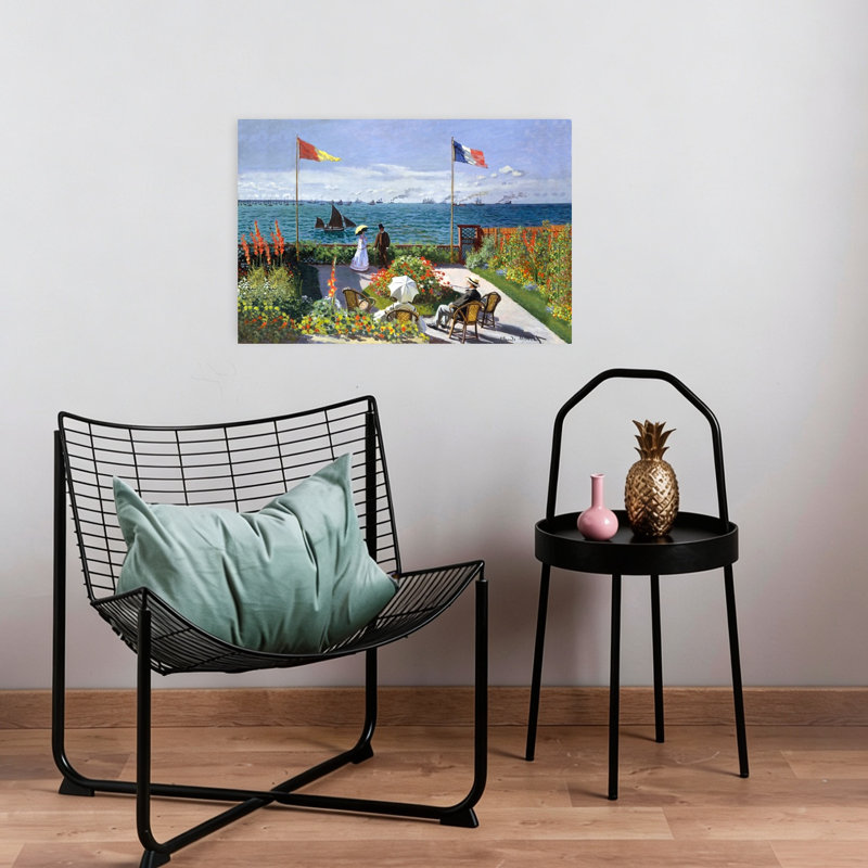 Garden At Sainte Adresse Classic Impressionist Coastal Wall Art Print by Claude Monet - Wrapped Canvas Print
