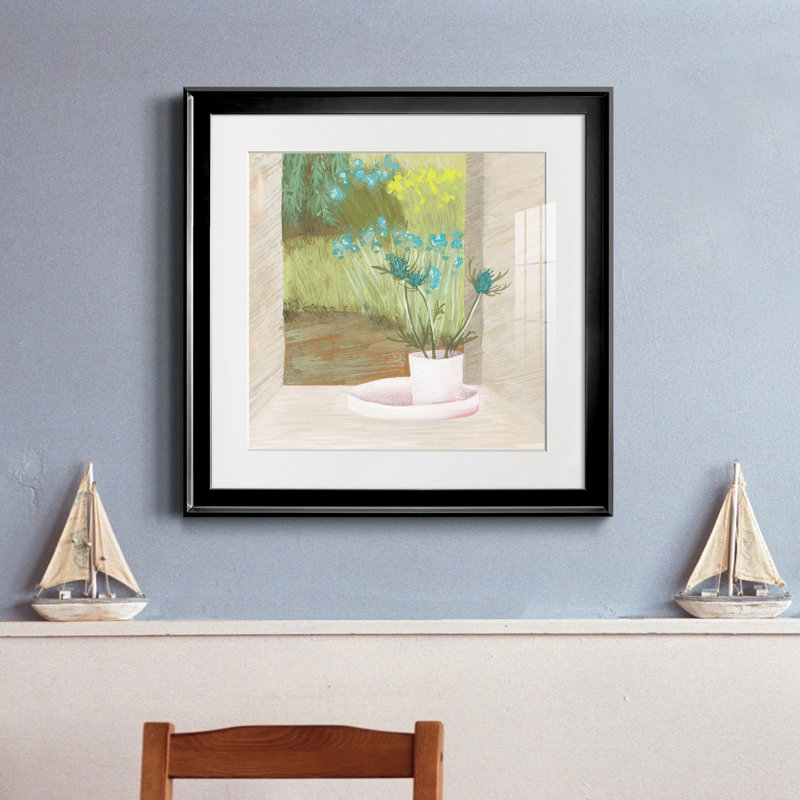 26_Window Plants I-Premium, reproduction encadrée - prête à être accrochée, Papier avec cadre argenté, Blanc