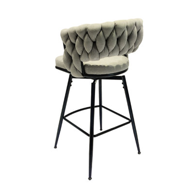 De 2 tabourets de bar de 28 po, tissés en lin gris. 360 fauteuils pivotants rembourrés. Idéal pour les îlots de cuisine, les tavernes, les cafés, les tabourets tissés en gris. Chaises à dossier relaxant. Pour les bars, les cafés