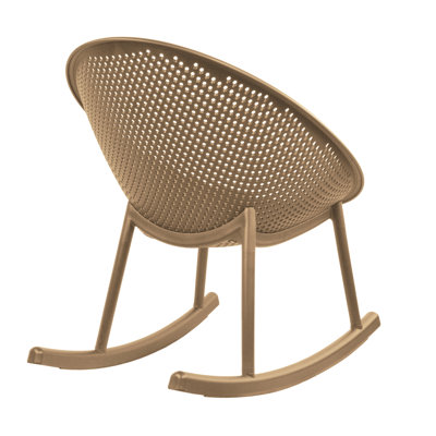 Luxury Glam Organic Modern Patio Rocking Chairs, Egg-Shaped Lounge Rockers, All-Weather Plastic Indoor Outdoor Accent Chairs with Breathable Perforated Design for Patio, Balcony, Sunroom, and Poolside