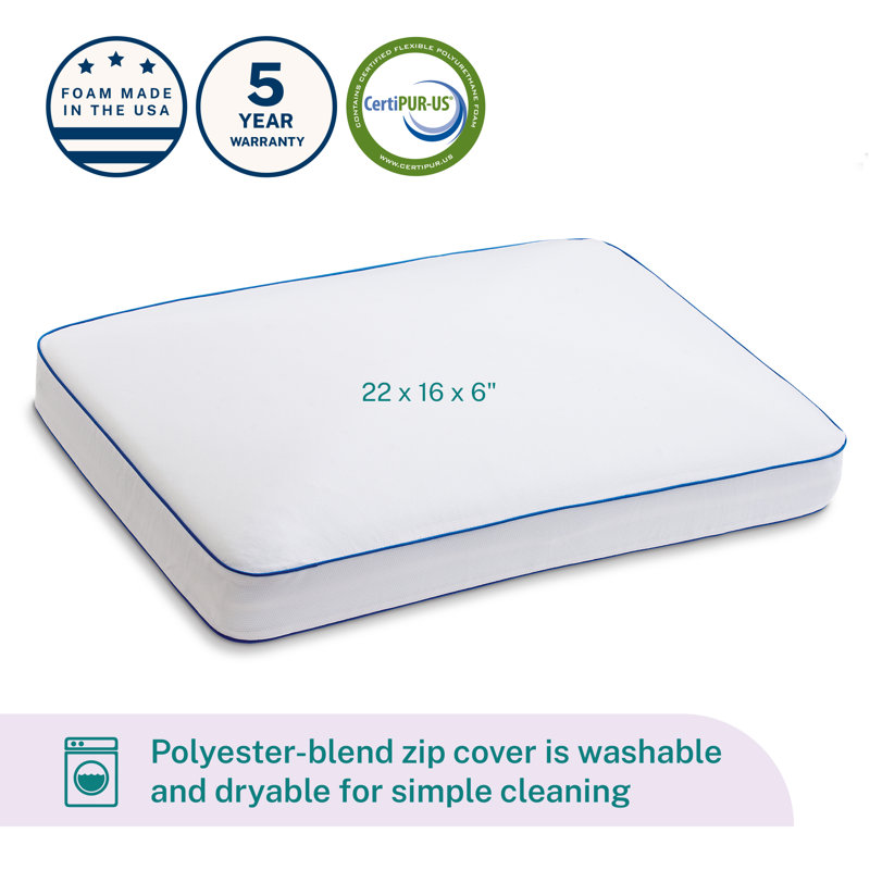 Standard Size Cooling Gel Memory Foam Pillow with Zipper