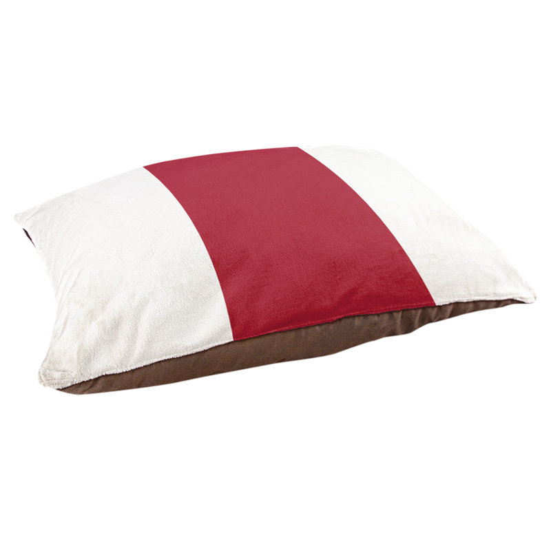 Striped Polyester Pet Bed, Small (28" W x 18" D x 6" H), White/Red