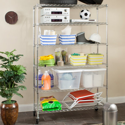 47.6'' W Steel Shelving Unit with Wheels