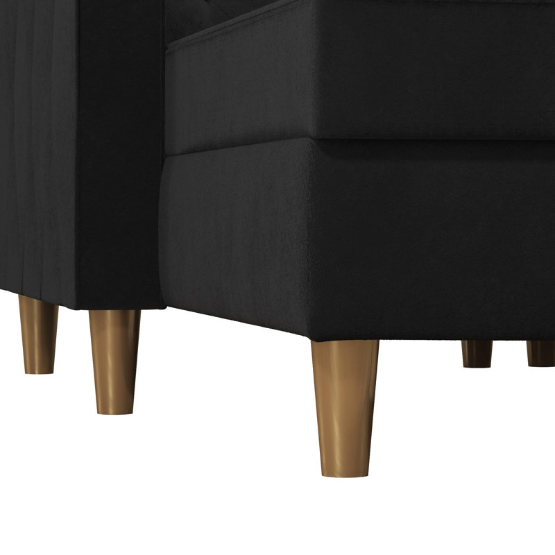 3 Seater Sofa Bed, Black Velvet