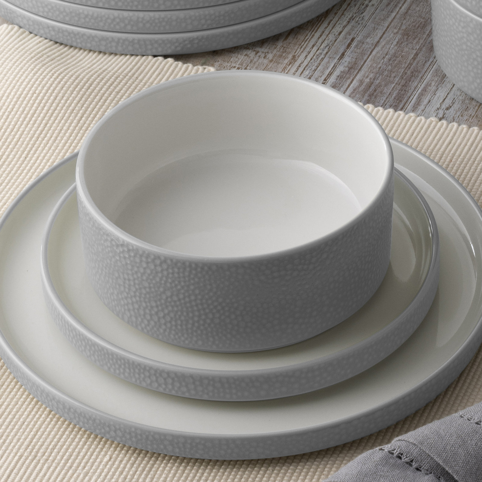 Noritake Colortex Stone Stax Salad Plates, 7-1/2", Gray