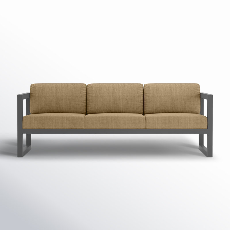 Avion 3 Piece Sofa Loveseat Set, Canvas Heather Beige Sunbrella® Canvas, Slate