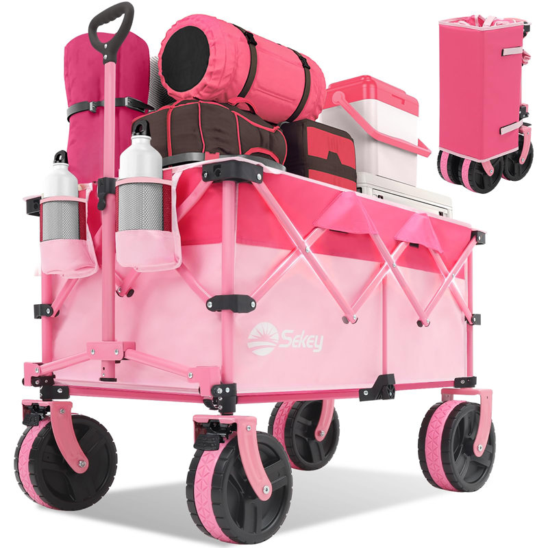 Collapsible Foldable Wagon with 330lb Capacity, Pink