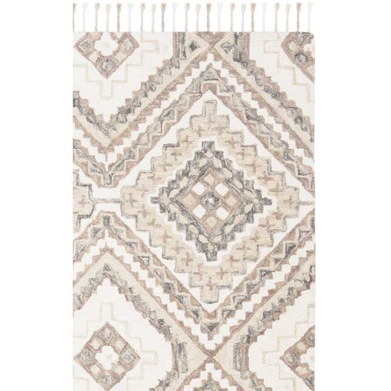 Tapis à motif sud-ouest en laine touffeté à la main Bridgette, Carré 7 pi