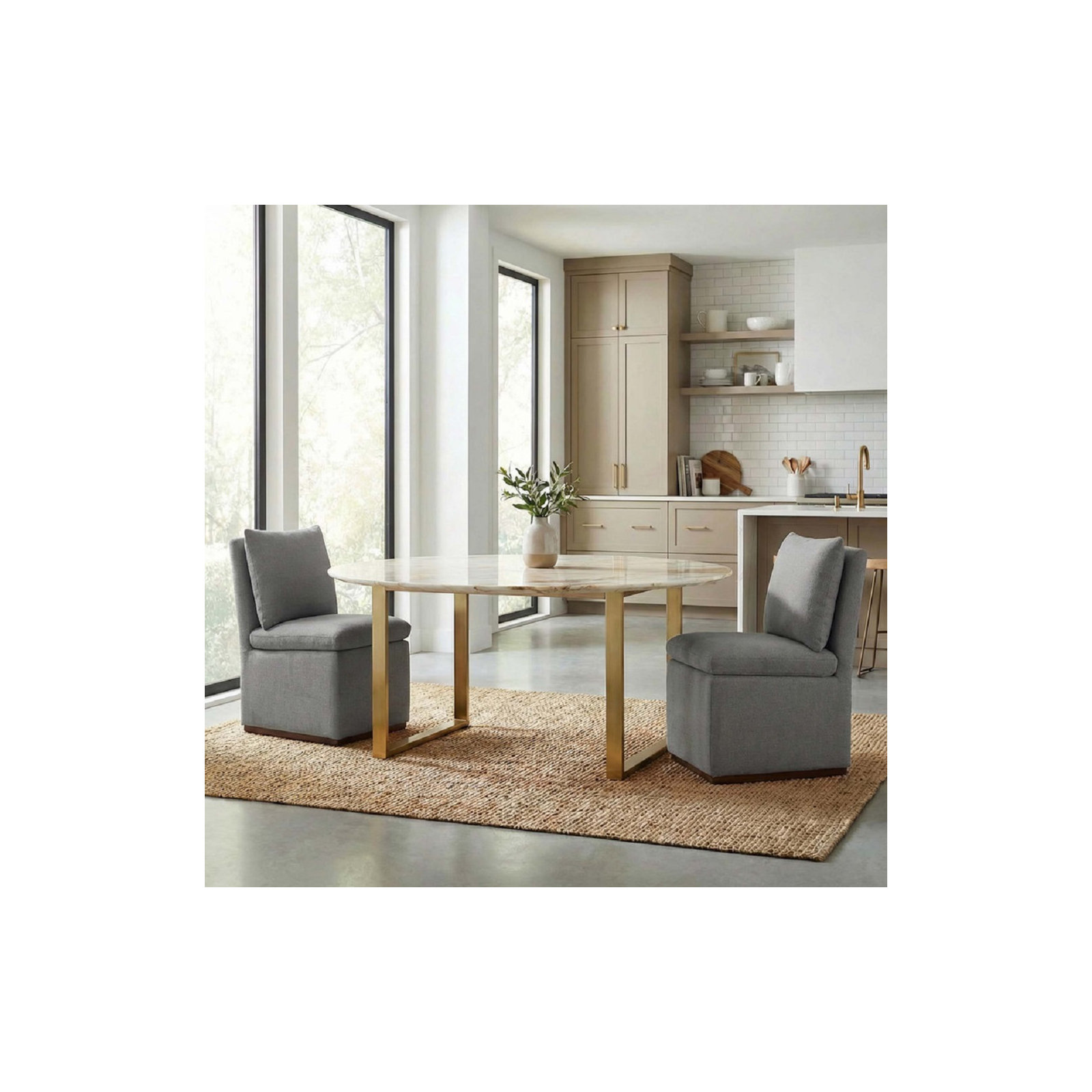Bobbi 23.23" W Stain Resistant Performance Linen Side Chair (Set of 2), Effie Flint Performance Linen