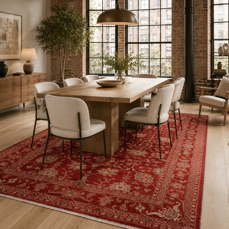 Vintage Look Cotton and Chenille Flatweave Area Rug, 200 cm round