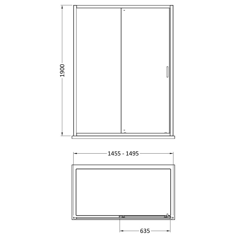 Rene 1900 x 1500mm Sliding Shower Door, Matt Black
