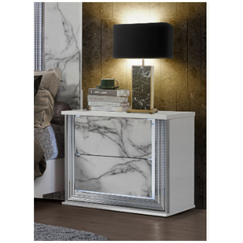 Table de chevet en marbre avec DEL, table de chevet