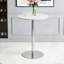 Table de bar ronde avec plateau en pierre et pieds argentés - blanc, H 39 po-60624711