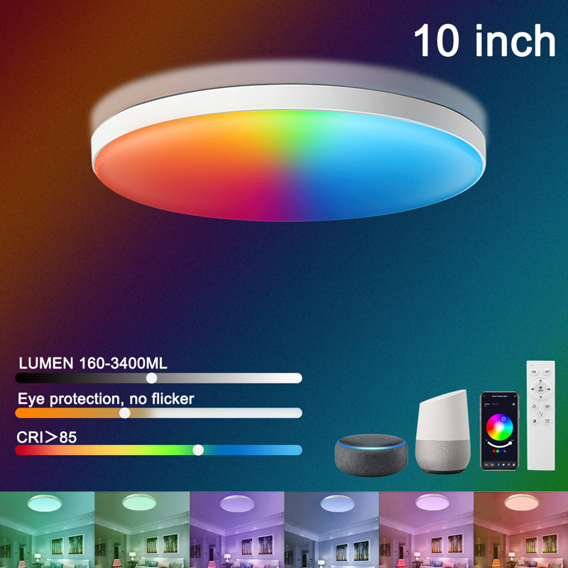RGB Smart LED Ceiling Light 2700-6500K Dimmable 50W Colour Changing Flush Mount