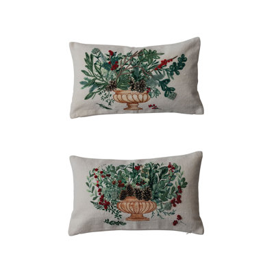 Cotton Lumbar Rectangular Pillow Cover & Insert