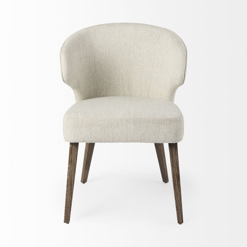 Niles Upholstered Dining Chair, Cream, Medium Brown