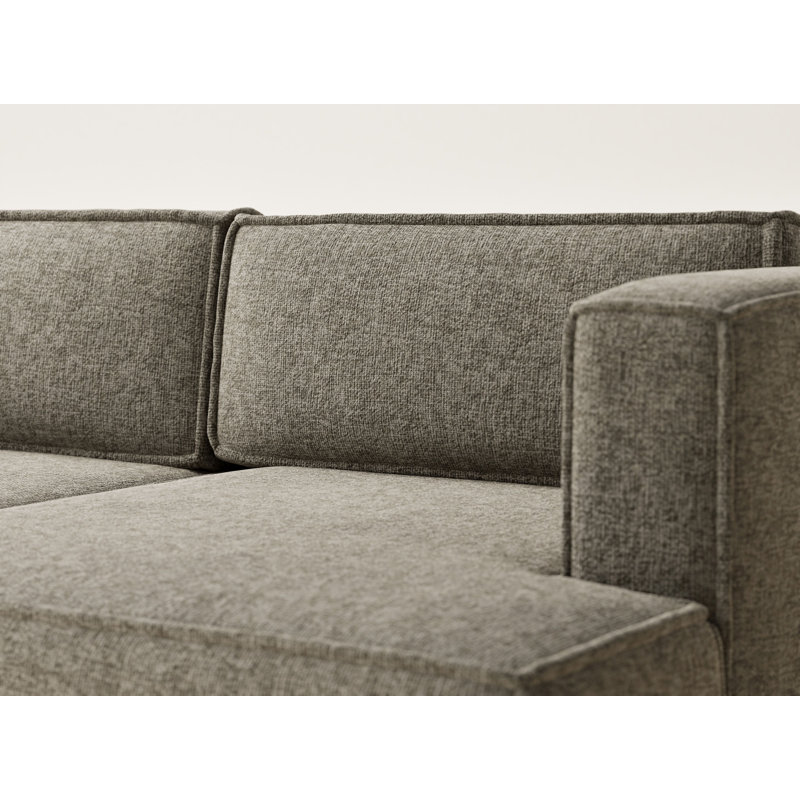 Four-Seater Corner Sofa With Bed Function, Right Hand Facing, Dark Brown Polyester/Chenille