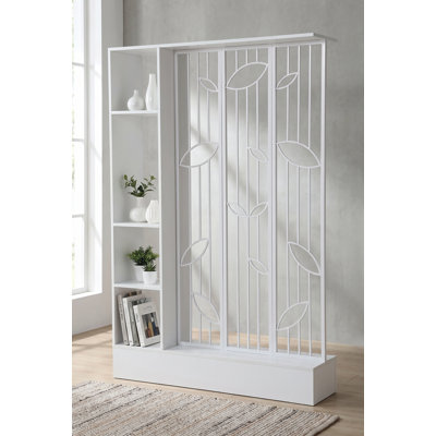 Room Divider with Shelves, 71" Freestanding Storage Wall Divider, Room Divider with Bookshelf, Wood and Metal, Privacy Partition for Living Room, Bedroom, 47.2" W x 11.8" D x 71" H, White