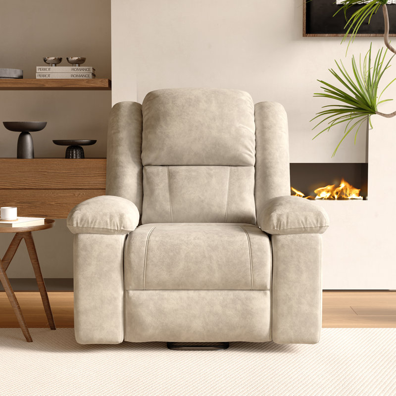 Heated Massage Chair, Beige Suede 
