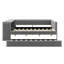 Lit plateforme tapissier avec tablettes de rangement, bureau, station de charge et lit gigogne-254720308
