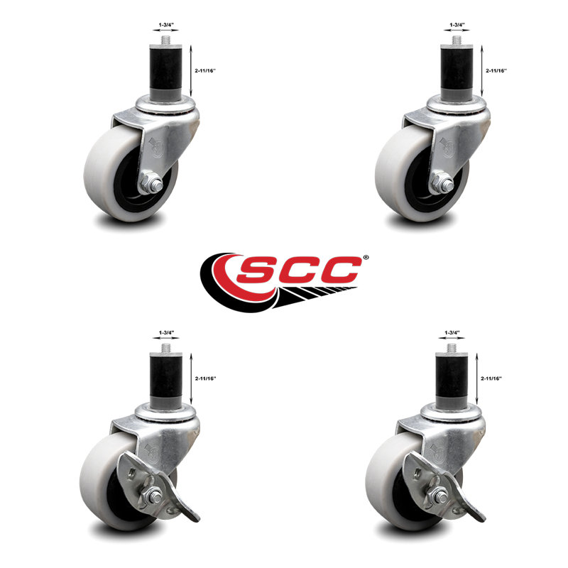4-Piece Thermoplastic Rubber Caster Set