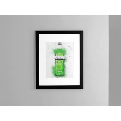 Gin Art - London Green Gin Bottle 1 Piece Single Picture Frame Wall Art