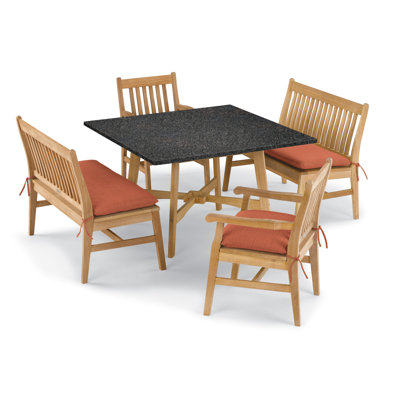 Laney Patio Dining Set Umbrella Hole Included Square Table with Cushions Included