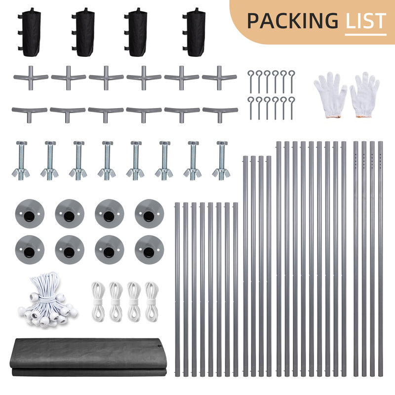 10 pi. L 20 pi. D Abri d'auto portatif, Gris