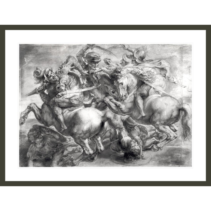 La Bataille d'Anghiari d'après Léonard de Vinci (1452-1519) par Peter Paul Rubens, impression giclée encadrée