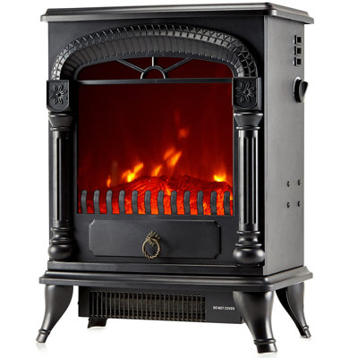 E Cairns 37.5 cm W Black Electric Fireplace with 1950 BTU