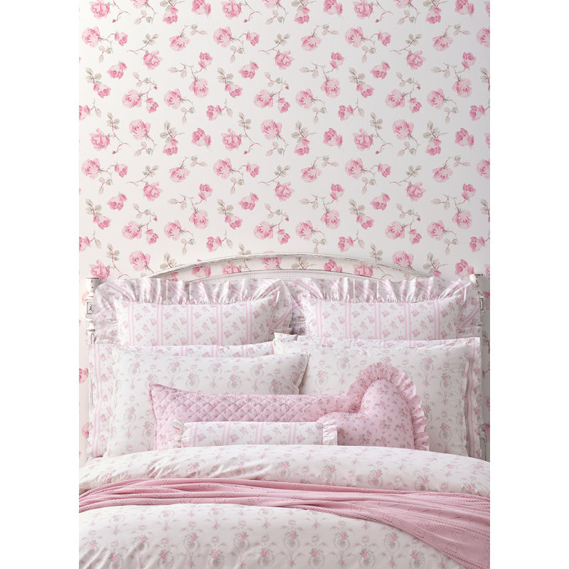 Rouleau de papier peint adhésif Ribbon Rosa, L 20,5 po x L 18 po, Rose, Peler et coller