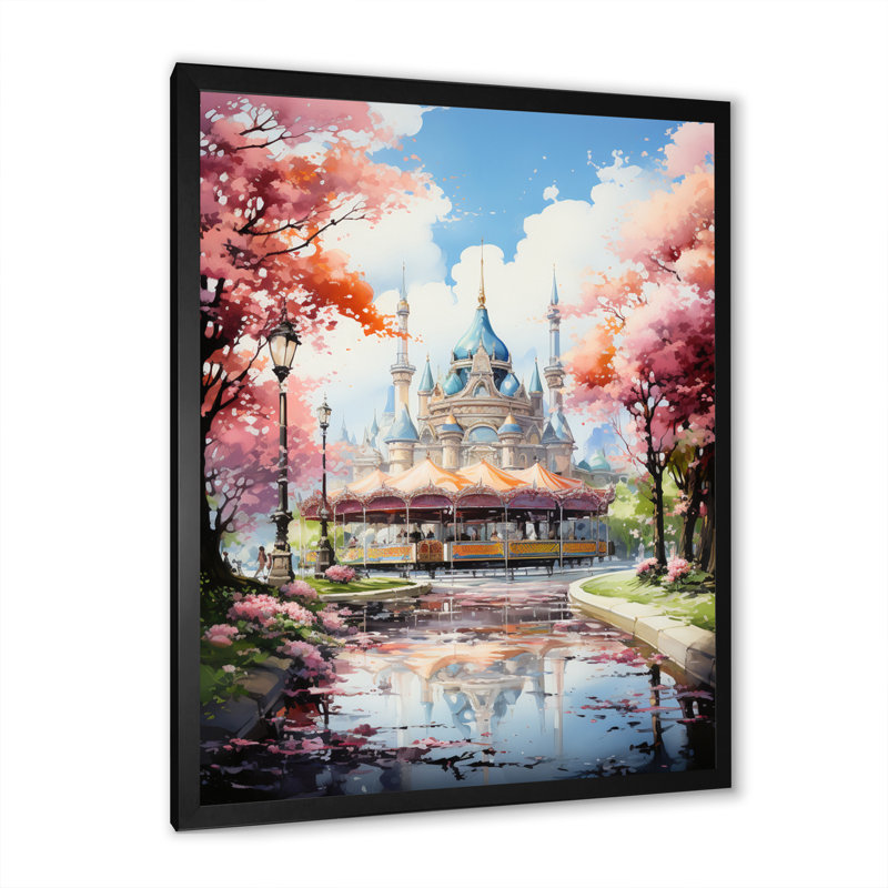 Yeiren Carousel Whimsical Delight VII, reproduction d'art sur toile, Cadre photo noir, H 32 po x l 24 po x P 1 po