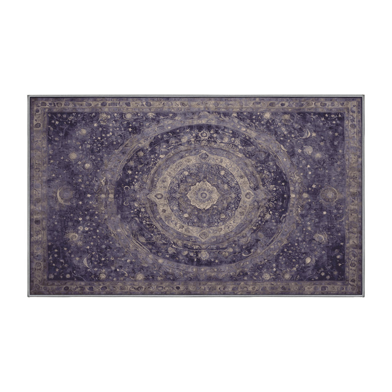 Machine Washable Pink Area Rug, Rectangle 5' x 8'